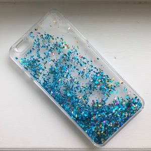 iPhone 6 PLUS Blue Glitter Waterfall Case
